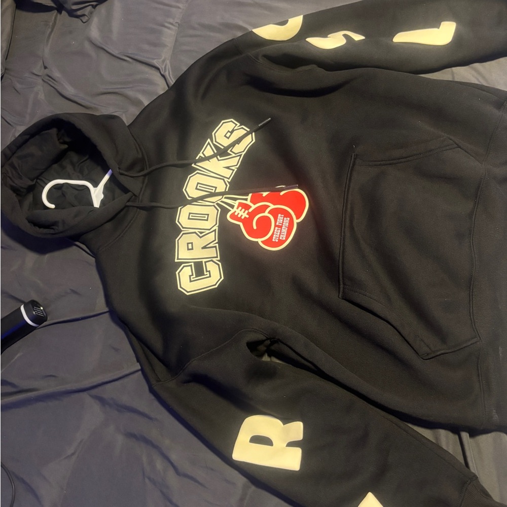 Crooks & Castles Black Hoodie with Red and Cream Accents